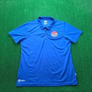 Pepsi Polo Shirt Womens Large Blue Short Sleeve Employee Uniform Work Wear
